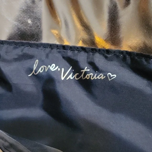 Victoria's Secret Shiny Silver Tote with Black Handles (NEW) - Picture 4 of 6